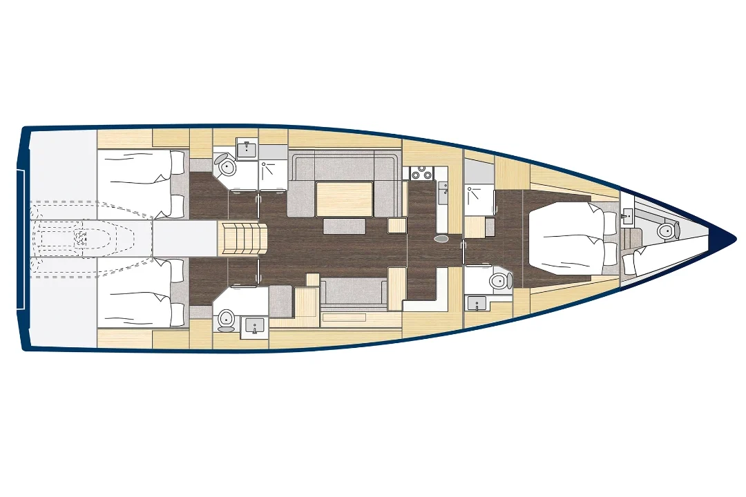 układ, schemat jacht Bavaria C57 Style